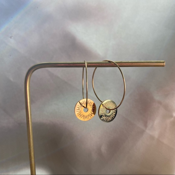 18K Goldplated Charm Hoops Earrings - Picture 6 of 13